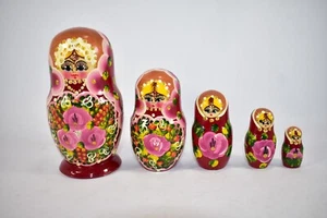 AUTHENTIC RUSSIAN NESTING DOLLS SET OF 5 - Imagen 1 de 8