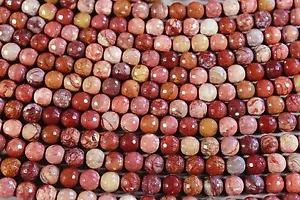 MEXICAN RED PORCELAIN JASPER 8MM FACETED ROUND BEADS 16" STRAND - Picture 1 of 1