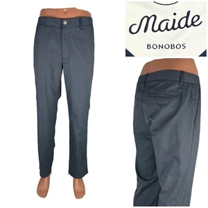 Maide Bonobos Mens 34 x 32 Pants Straight Blue Zip Ankle Houndstooth Casual EUC - Picture 1 of 12