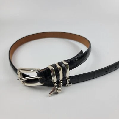 Cinturón de golf Brighton para mujer talla M 30 negro cocodrilo en relieve plateado usado en excelente estado Foto 1 de 4