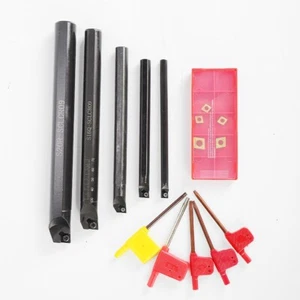 7mm-20mm Shank Lathe Turning Tools Holder Boring Bar & 5 Pcs Carbide Inserts Set - Picture 1 of 6