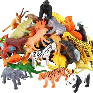 54-Pc Mini Jungle Animal Figures Set Realistic Wild Toys for Kids Party - Picture 1 of 14