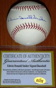 BROOKLYN LA DODGERS EDWIN DONALD DUKE SNIDER AUTÉNTICO AUTOGRAFIADO MLB BÉISBOL  - Imagen 1 de 3