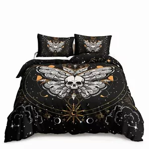 Butterfly Bedding Set for Girls, Gothic Skull Boho Comforter Cover Decor for ... - Picture 1 of 7