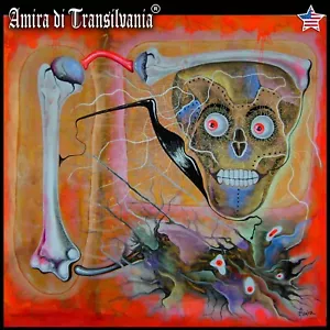 dipinto artistico originale figure psichedelia contemporanea cranio e ossa umorismo morte - Foto 1 di 24