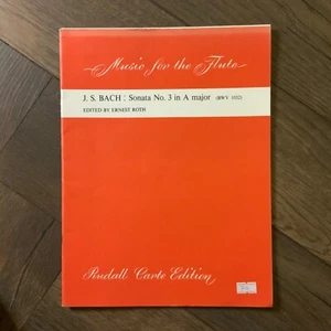 JS Bach Sonata No 3 in A Major by Ernest Roth for Flute + Piano Accompaniment - Picture 1 of 3