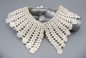 Vintage Crochet Lace Collar Retro Dress Decor Ivory Cotton Handmade Lace Floral - Picture 1 of 9