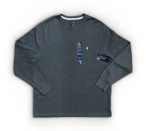 NWT~ POLO RALPH LAUREN 2XL Gray Waffle-Knit Long Sleeve Lounge Sleep Shirt - Picture 1 of 6