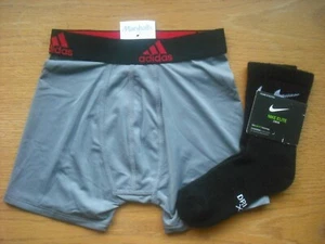Boys NWT ADIDAS Boxer Briefs & NIKE Crew Socks SET Silver Black Sz:YSM(Ages 5-7) - Picture 1 of 1