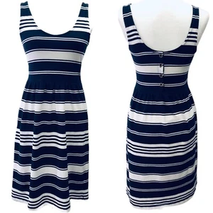 J. CREW ärmelloses Trägerkleid Damen Gr. XS blau-weiß gestreift knielang - Bild 1 von 11