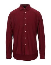 Altea Men's Solid Button Front Casual Shirt Dark Red Size SMALL