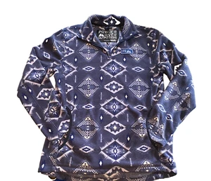Powder River Outfitters Fleece Med Aztec Quarter Zip Pullover Southwestern AOP - Picture 1 of 13