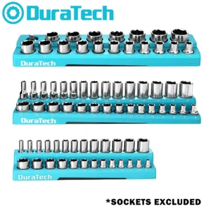WORKPRO 3PC Magnetic Socket Organizer Set 1/4'' 3/8'' 1/2'' Socket Holder Metric - Picture 1 of 12