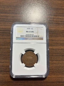 1870-P Two Cent Piece 2C NGC MS 62 MINT STATE 62 Brown (BN) - Picture 1 of 4