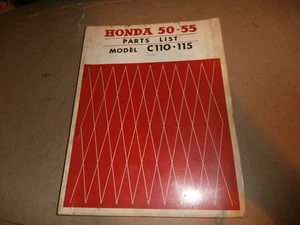 Vintage 1960's Honda 50 55 Motorcycle Parts List Manual C110 C115 - Picture 1 of 8