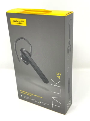 Jabra Talk 45 Black Bluetooth Headset HD Voice Noise Cancellation Hands-Free - Image 1 of 4
