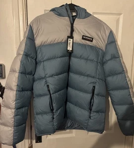 MCKENZIE BLAST MENS QUILTED PUFFER JACKET - HOODED - XL - BLUE / GREY - BNWT - Picture 1 of 14