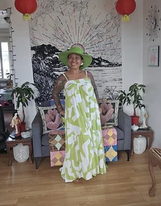 Neu mit Etikett Abel the Label Anthropologie MAXI Body Kleid zitronengrün Gr. M fließend Stufen - Bild 1 von 6