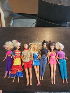 Barbie Doll Lot Of 7 Mixed With Other Types Clothes Included Ken Doll  - Picture 1 of 14