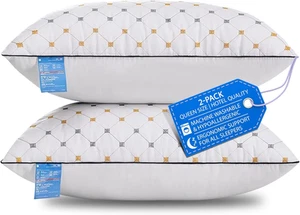 2-Pack Queen Bed Pillows for Sleeping β Hotel Quality, Hypoallergenic, Soft & Su - Picture 1 of 9