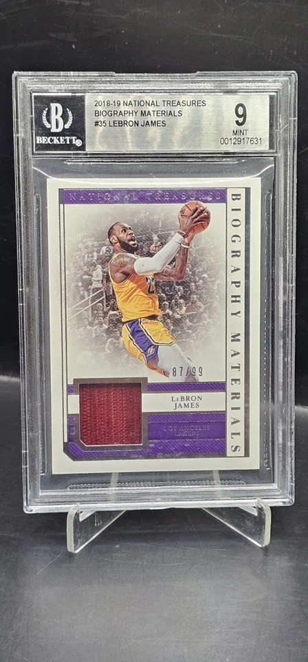 2018-19 National Treasures LeBron James Lakers Biography Materials /99 GU BGS 9 - Image 1 of 3