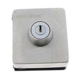 New Stainless Steel Single Sliding Lock No Punching Needed for 10-12mm Doors { - Picture 1 of 12