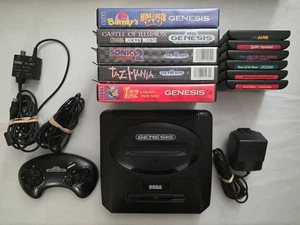 Sega Genesis Console Lot + 11 Games and 1 Controller-Sonic, Mickey Mouse & More - Picture 1 of 23