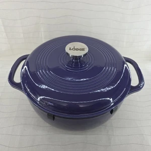 Lodge 6 Quart Enameled Cast Iron Dutch Oven Purple/Navy Pot EUC  - Picture 1 of 11