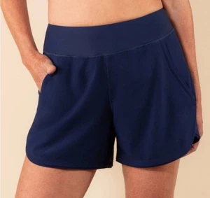 Lands' End Women's 5" UPF 50 Swim Shorts Size Small S 6-8 Navy Blue Lined - Picture 1 of 3