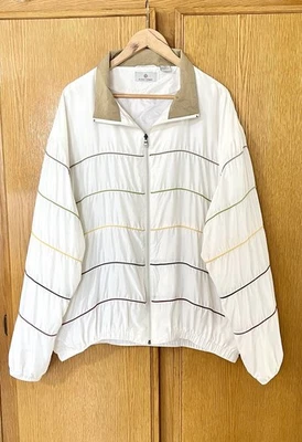 Куртка мужская BOBBY CHAN XXL цвета слоновой кости мульти 100% шелк гольф карманы на молнии в полоску - Изображение 1 из 4