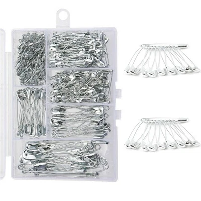 300 piezas pasadores de seguridad de acero surtidos 6 tamaños resistentes niquelados pasadores para ropa Foto 1 de 4