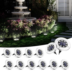 12 Pack Solar Ground Lights Waterproof Eco Friendly Outdoor LED Pathway Lights - Picture 1 of 6