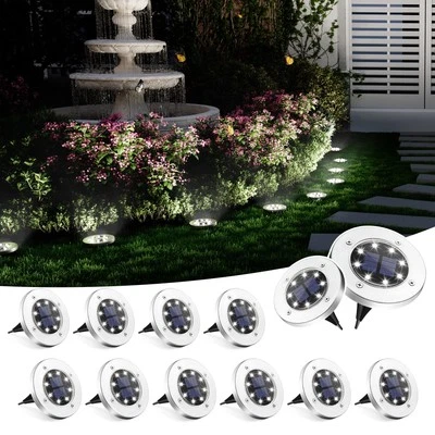 12 Pack Solar Ground Lights Waterproof Eco Friendly Outdoor LED Pathway Lights - Image 1 of 4
