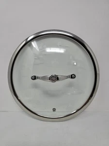 Princess House Heritage Coperchio in Vetro 10" Bordo Inox Fiori Incisi 3 4 6 Qt - Foto 1 di 4