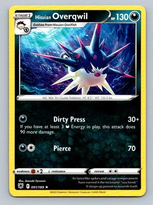 Pokemon Hisuian Overqwil (91) SWSH10: Astral Radiance 091/189 Light Play LP+ - Image 1 of 2