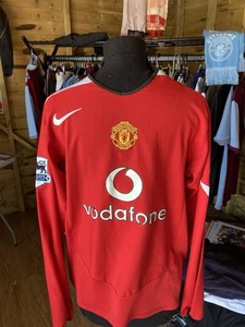 Original Manchester United Home Football Shirt 2004-2006 #7 Ronaldo Long Sleeve - Picture 1 of 10