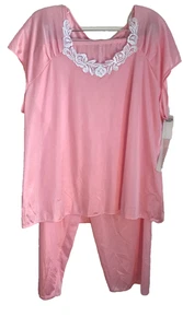 Vintage Shadowline 2-Piece PJ Set, Pink Nylon Plus, Sleep Set Light - Picture 1 of 6