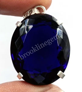 83.00 CT Oval Cut Natural Blue Sapphire EGL Pendant 925 Free Silver Chain 5FRX - Picture 1 of 8
