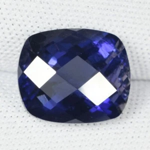 5.73 ct BEAUTIFUL  PURPLE BLUE   NATURAL IOLITE CUSHION CHECKER See Vdo AC - Picture 1 of 3