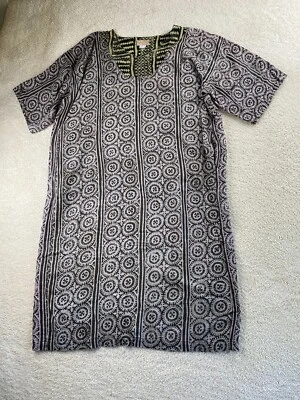 NOA NOA 连衣裙小号大码棉质短袖 Midi 手工制作印度尼西亚灰色 — 第 1/4 张图片