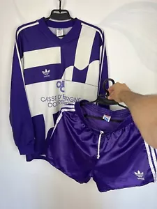 Juego de fútbol Adidas años 80 púrpura Austria? Pantalones cortos de jersey talla ~L - Imagen 1 de 23