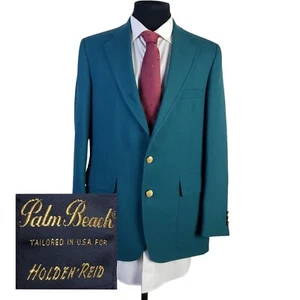 Blazer uomo Palm Beach vintage verde turchese verde acqua 2 bottoni oro 42R - Foto 1 di 8