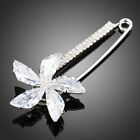 Platinum Plated Clear Cubic Zirconia Flower U-shaped Needle Pin Brooch (Br850-45