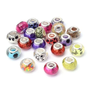 50pcs Colorful Acrylic European Beads Rondelle Large Hole Charms Findings 14mm - Picture 1 of 2