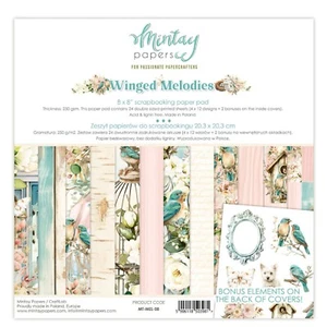 Mintay Winged Melodies 8" x"8 Papierblock doppelseitig Scrapbooking Papier Blumen - Bild 1 von 6