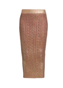NEW Balmain Monogram Knit Pencil Multicolor Skirt - Picture 1 of 5