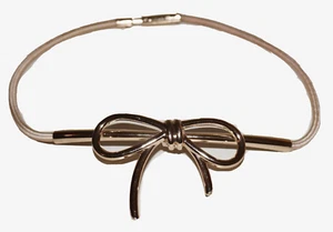 1980's Vintage BRASS BOW Skinny Stretch Belt SMALL - Picture 1 of 7