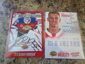 2019-20 MONCTON WILDCATS OLIVIER RODRIGUE SIGNED TEAM CARD 