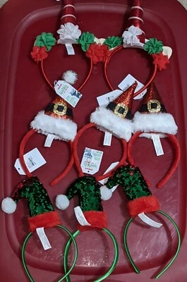 (8) Claire's Diadema Fiesta Elfo Sombrero Lentejuelas Rojo Verde Blanco Navidad Unisex Foto 1 de 3