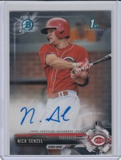 NICK SENZEL 2017 Bowman Chrome Prospect AUTO RC Cincinnati Reds HOT Rookie Card